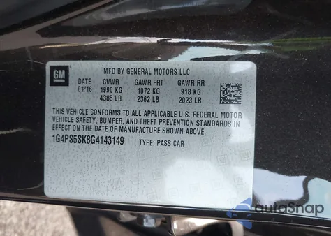 2016 Buick Verano Leather Group из США, поврежденный, VIN 1G4PS5SK8G4143149